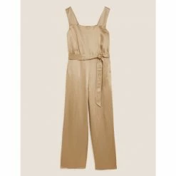 Autograph Linen Blend Belted Wide Leg Jumpsuit Women Spice
