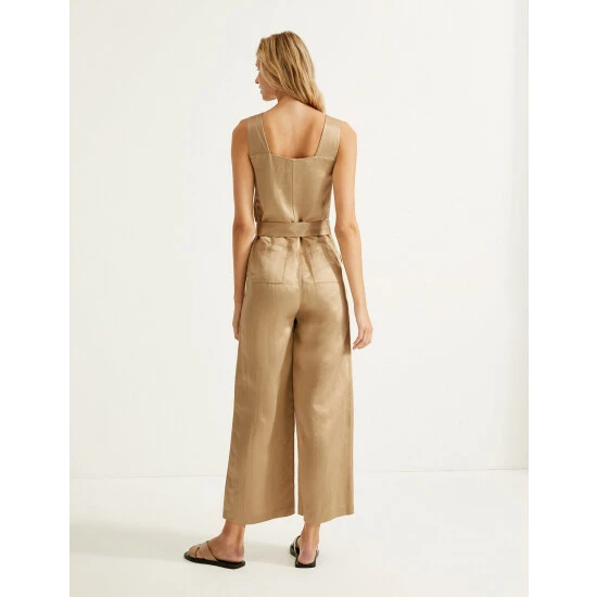 Autograph Linen Blend Belted Wide Leg Jumpsuit Women Spice 4 Autograph Linen Blend Belted Wide Leg Jumpsuit Women Spice - Image 4