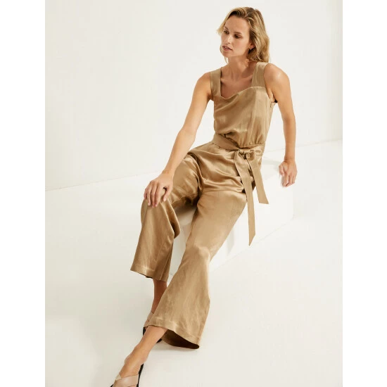 Autograph Linen Blend Belted Wide Leg Jumpsuit Women Spice 5 Autograph Linen Blend Belted Wide Leg Jumpsuit Women Spice - Image 5