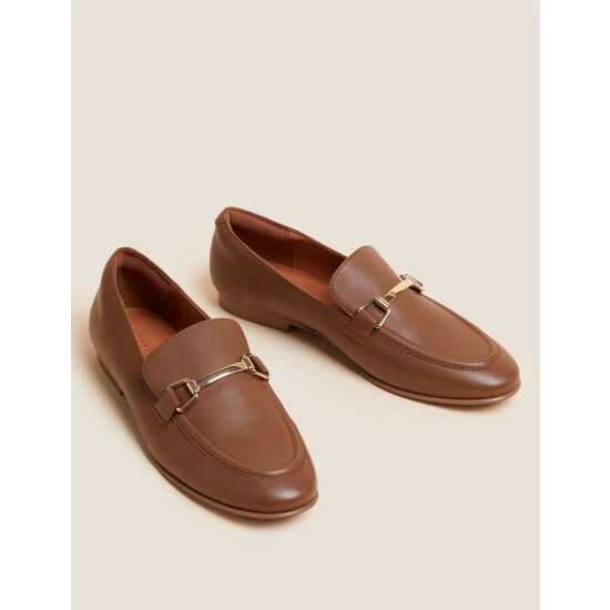 Autograph Leather Bar Trim Flat Loafers Women Light Beige 1 Autograph Leather Bar Trim Flat Loafers Women Light Beige