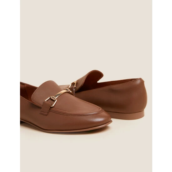 Autograph Leather Bar Trim Flat Loafers Women Light Beige 2 Autograph Leather Bar Trim Flat Loafers Women Light Beige - Image 2