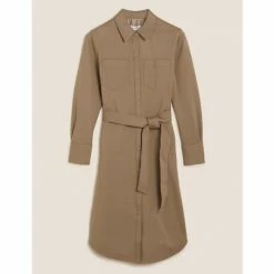 Autograph Belted Midi Shirt Dress Women Spice