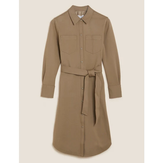 Autograph Belted Midi Shirt Dress Women Spice 1 Autograph Belted Midi Shirt Dress Women Spice