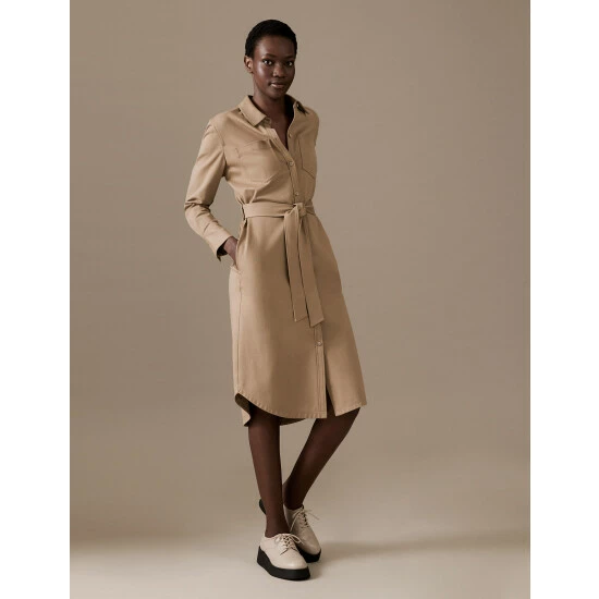 Autograph Belted Midi Shirt Dress Women Spice 2 Autograph Belted Midi Shirt Dress Women Spice - Image 2