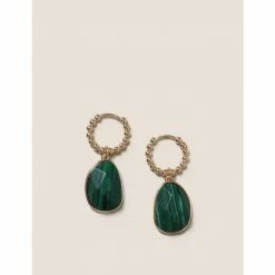 autograph Shop 33 Autograph Gold Tone Drop Hoops Women Green