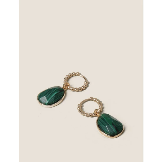 Autograph Gold Tone Drop Hoops Women Green 2 Autograph Gold Tone Drop Hoops Women Green - Image 2