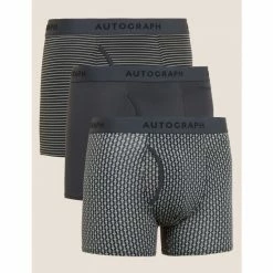 Autograph 3pk Assorted Pattern Trunks Men Grey Mix
