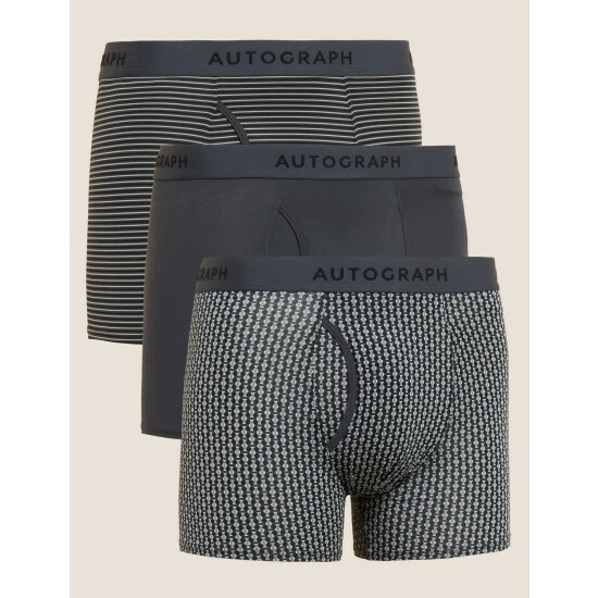 Autograph 3pk Assorted Pattern Trunks Men Grey Mix 3 Autograph 3pk Assorted Pattern Trunks Men Grey Mix - Image 3