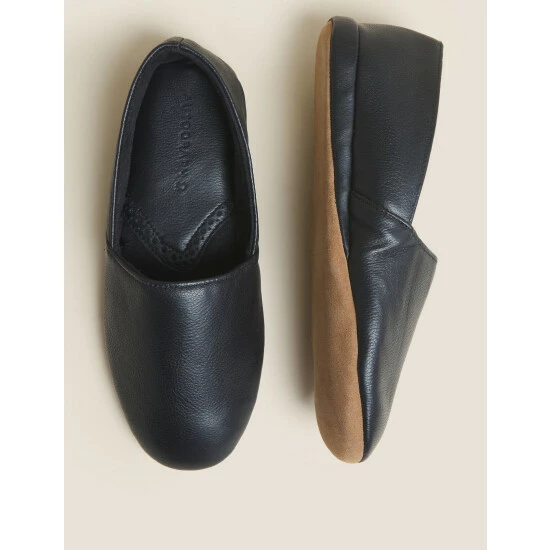 Autograph Leather Mule Slippers With Freshfeet™ Men Black 2 Autograph Leather Mule Slippers With Freshfeet™ Men Black - Image 2