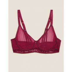 Autograph Tivoli Mesh Wired Full Cup Bra A-E Lingerie Claret