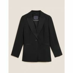 Autograph Single Breasted Tuxedo Blazer With Wool Women Black