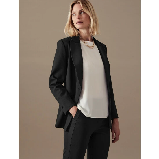 Autograph Single Breasted Tuxedo Blazer With Wool Women Black 6 Autograph Single Breasted Tuxedo Blazer With Wool Women Black - Image 6