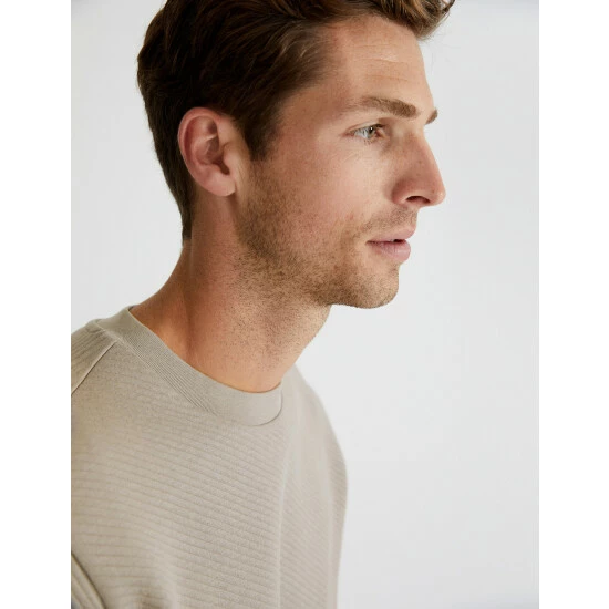 Autograph Cotton Rich Textured Crewneck Sweatshirt Men Light Brown 5 Autograph Cotton Rich Textured Crewneck Sweatshirt Men Light Brown - Image 5