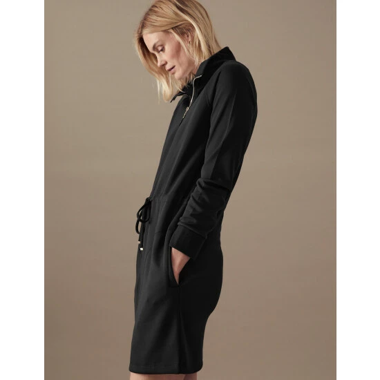 Autograph High Neck Tie Waist Knee Length Smock Dress Women Black 2 Autograph High Neck Tie Waist Knee Length Smock Dress Women Black - Image 2