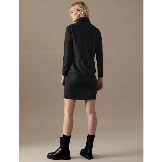 Autograph High Neck Tie Waist Knee Length Smock Dress Women Black 5 Autograph High Neck Tie Waist Knee Length Smock Dress Women Black - Image 5