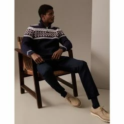 M&S Collection Cotton Blend Fair Isle Half Zip Jumper Men Navy Mix 8 M&S Collection Cotton Blend Fair Isle Half Zip Jumper Men Navy Mix -autograph Shop unnamed file 411