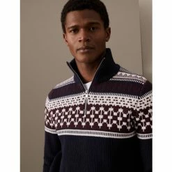 M&S Collection Cotton Blend Fair Isle Half Zip Jumper Men Navy Mix 9 M&S Collection Cotton Blend Fair Isle Half Zip Jumper Men Navy Mix -autograph Shop unnamed file 412