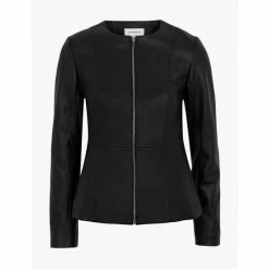 Autograph Leather Collarless Jacket Women Black