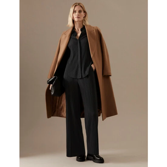 Autograph Plisse Elasticated Waist Wide Leg Trousers Women Black 5 Autograph Plisse Elasticated Waist Wide Leg Trousers Women Black - Image 5