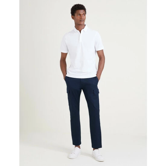 Autograph Slim Fit Cotton Rich Stretch Cargo Trousers Men Dark Navy 8 Autograph Slim Fit Cotton Rich Stretch Cargo Trousers Men Dark Navy - Image 8