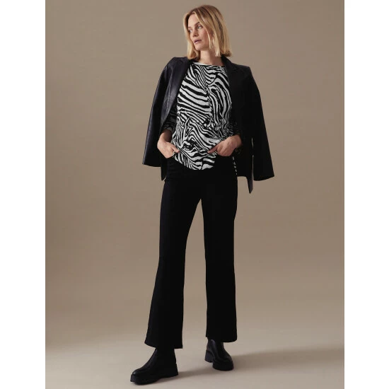 Autograph Animal Print Plisse 3/4 Sleeve Blouse Women Black Mix 2 Autograph Animal Print Plisse 3/4 Sleeve Blouse Women Black Mix - Image 2