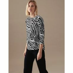 Autograph Animal Print Plisse 3/4 Sleeve Blouse Women Black Mix 9 Autograph Animal Print Plisse 3/4 Sleeve Blouse Women Black Mix -autograph Shop unnamed file 450