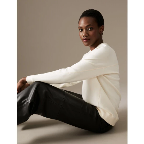 Autograph Scuba Crew Neck Sweatshirt Women Medium Beige 7 Autograph Scuba Crew Neck Sweatshirt Women Medium Beige - Image 7