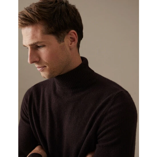 Autograph Pure Cashmere Roll Neck Jumper Men Chocolate 7 Autograph Pure Cashmere Roll Neck Jumper Men Chocolate - Image 7