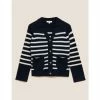 Autograph Merino Wool Rich Striped Cardigan Women Navy Mix