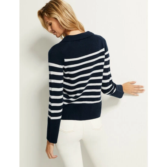 Autograph Merino Wool Rich Striped Cardigan Women Navy Mix 5 Autograph Merino Wool Rich Striped Cardigan Women Navy Mix - Image 5