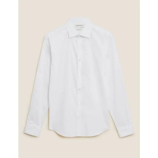 Autograph Slim Fit Cotton Rich Stretch Shirt Men White 1 Autograph Slim Fit Cotton Rich Stretch Shirt Men White