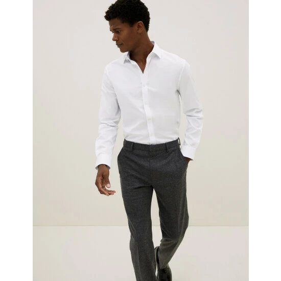 Autograph Slim Fit Cotton Rich Stretch Shirt Men White 3 Autograph Slim Fit Cotton Rich Stretch Shirt Men White - Image 3