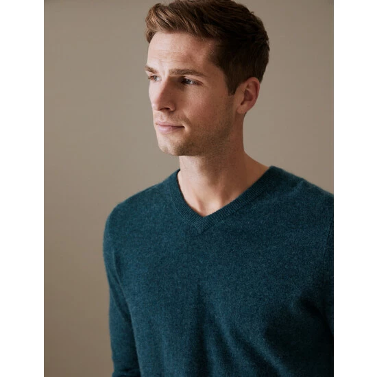 Autograph Pure Cashmere V-Neck Jumper Men Light Pink 4 Autograph Pure Cashmere V-Neck Jumper Men Light Pink - Image 4