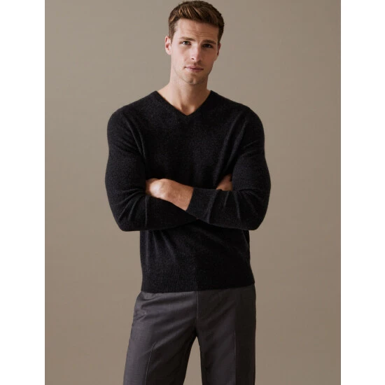 Autograph Pure Cashmere V-Neck Jumper Men Light Pink 8 Autograph Pure Cashmere V-Neck Jumper Men Light Pink - Image 8