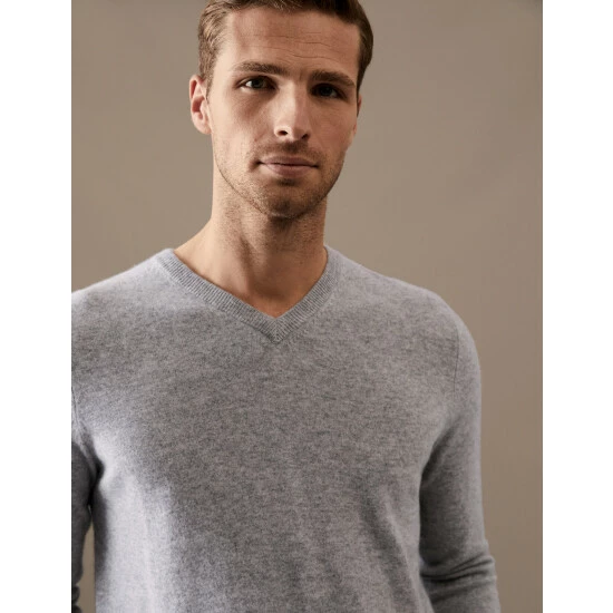 Autograph Pure Cashmere V-Neck Jumper Men Light Pink 9 Autograph Pure Cashmere V-Neck Jumper Men Light Pink - Image 9