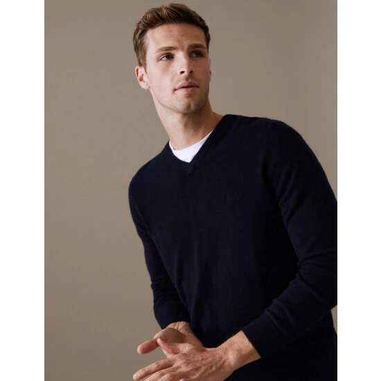 Autograph Pure Cashmere V-Neck Jumper Men Light Pink 16 Autograph Pure Cashmere V-Neck Jumper Men Light Pink - Image 16