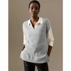 Autograph Pure Cashmere Ribbed V-Neck Knitted Vest Women Grey Mix 11 Autograph Pure Cashmere Ribbed V-Neck Knitted Vest Women Grey Mix -autograph Shop unnamed file 52