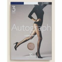 Autograph 3pk 10 Denier Ladder Resist Matt Tights Lingerie Black