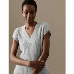 Autograph Pure Cashmere Ribbed V-Neck Knitted Vest Women Grey Mix 12 Autograph Pure Cashmere Ribbed V-Neck Knitted Vest Women Grey Mix -autograph Shop unnamed file 53