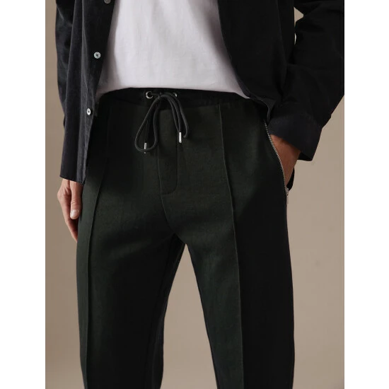 Autograph Cotton Blend Zip Pocket Joggers Men Dark Green 2 Autograph Cotton Blend Zip Pocket Joggers Men Dark Green - Image 2