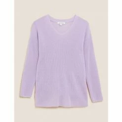 Autograph Merino Wool V-Neck Relaxed Jumper Women Pale Lilac