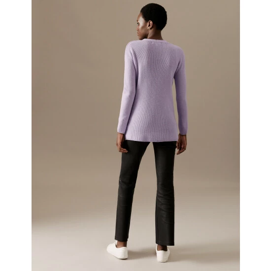 Autograph Merino Wool V-Neck Relaxed Jumper Women Pale Lilac 5 Autograph Merino Wool V-Neck Relaxed Jumper Women Pale Lilac - Image 5