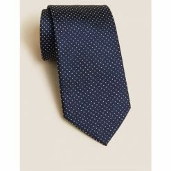 Autograph Pin Dot Pure Silk Tie Men Brown