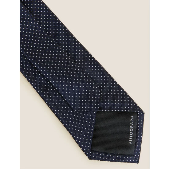 Autograph Pin Dot Pure Silk Tie Men Brown 2 Autograph Pin Dot Pure Silk Tie Men Brown - Image 2