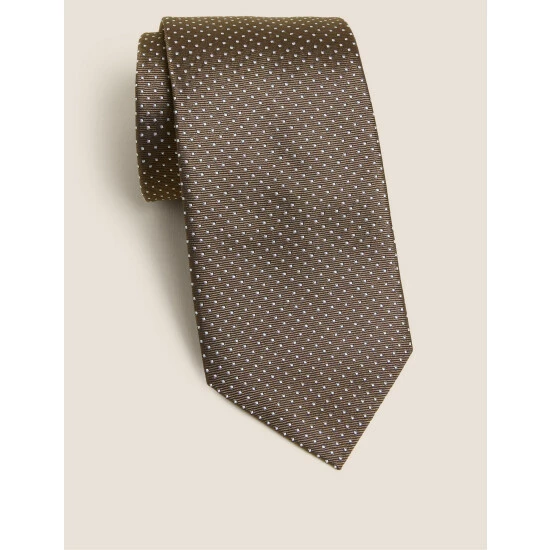 Autograph Pin Dot Pure Silk Tie Men Brown 5 Autograph Pin Dot Pure Silk Tie Men Brown - Image 5