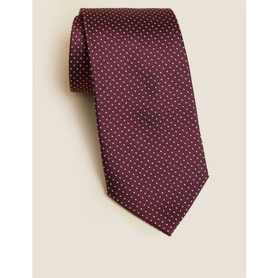 Autograph Pin Dot Pure Silk Tie Men Brown 6 Autograph Pin Dot Pure Silk Tie Men Brown - Image 6