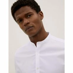 Autograph Slim Fit Cotton Stretch Grandad Collar Shirt Men White 9 Autograph Slim Fit Cotton Stretch Grandad Collar Shirt Men White -autograph Shop unnamed file 588