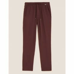 Autograph Premium Cotton Supersoft Pyjama Bottoms Men Dark Burgundy
