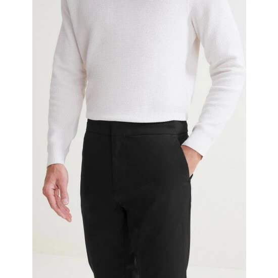 Autograph Slim Fit Cotton Rich Half Elasticated Waist Chino Trouser Men Dark Navy 5 Autograph Slim Fit Cotton Rich Half Elasticated Waist Chino Trouser Men Dark Navy - Image 5