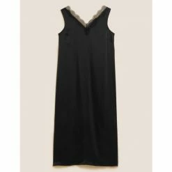 Autograph Pure Silk V-Neck Midaxi Slip Dress Women Black